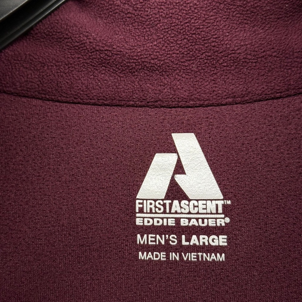 Eddie Bauer First Ascent Mens L Pullover Fleece Jacket Burgundy Quarter Zip - Picture 3 of 8